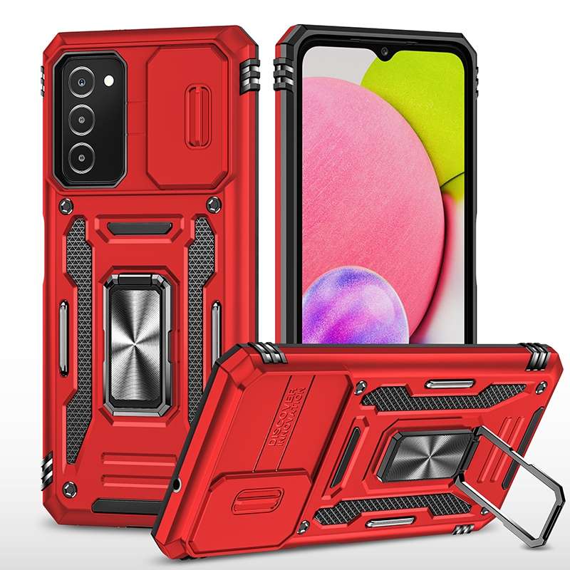 For Samsung Galaxy A03s Armor PC + TPU Camera Shield Phone Case(Grey)