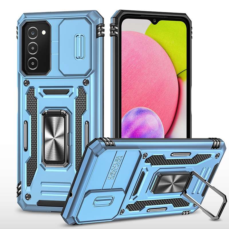 For Samsung Galaxy A03s Armor PC + TPU Camera Shield Phone Case(Grey)