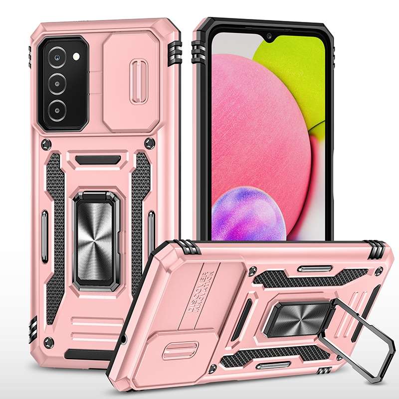 For Samsung Galaxy A03s Armor PC + TPU Camera Shield Phone Case(Grey)