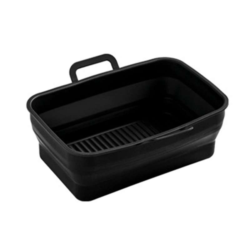 Rectangular Double Pull Basket Foldable Silicone Air Fryer Baking Pan(Brown)