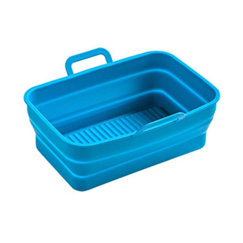 Rectangular Double Pull Basket Foldable Silicone Air Fryer Baking Pan(Brown)