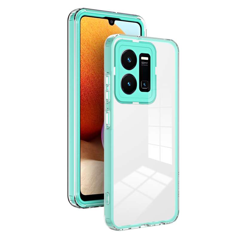 For vivo Y35 4G 2022 Global / Y22 4G 3 in 1 Clear TPU Color PC Frame Phone Case(Purple)