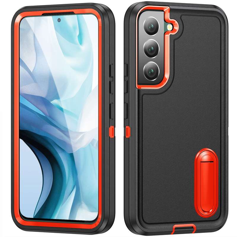 For Samsung Galaxy S23 5G 3 in 1 Rugged Holder Phone Case(Transparent)