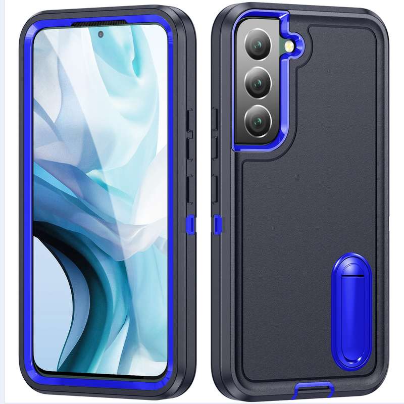 For Samsung Galaxy S23 5G 3 in 1 Rugged Holder Phone Case(Transparent)
