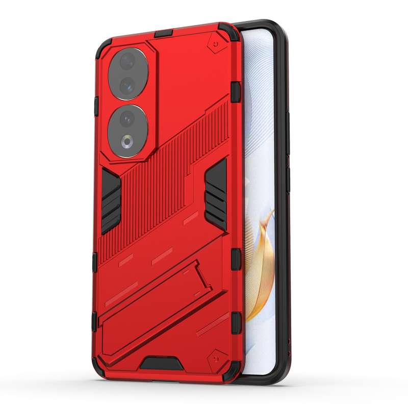 For Honor 90 Punk Armor PC + TPU Phone Case with Holder(White)