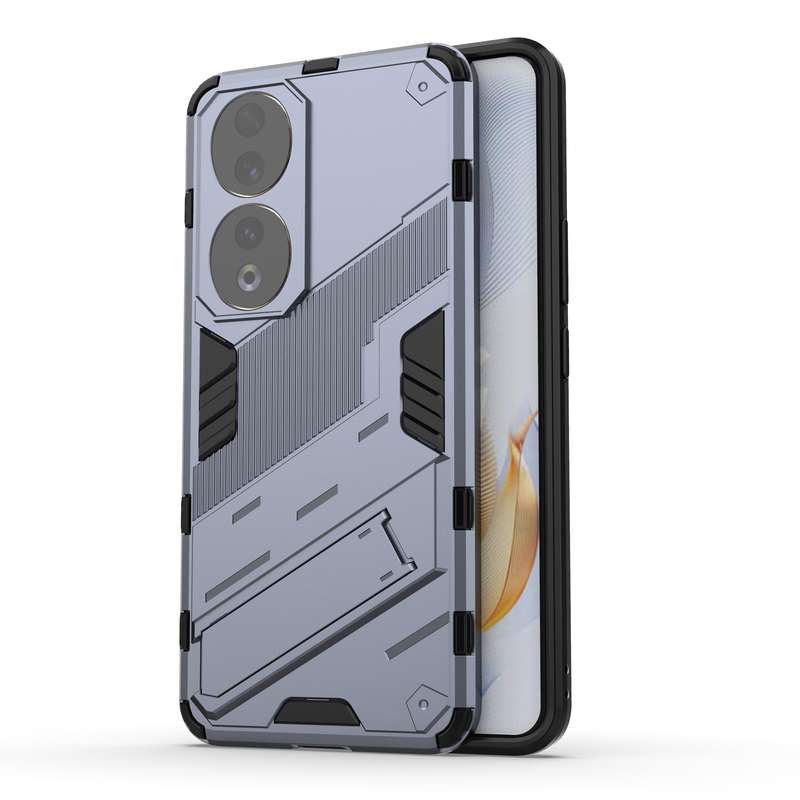 For Honor 90 Punk Armor PC + TPU Phone Case with Holder(White)