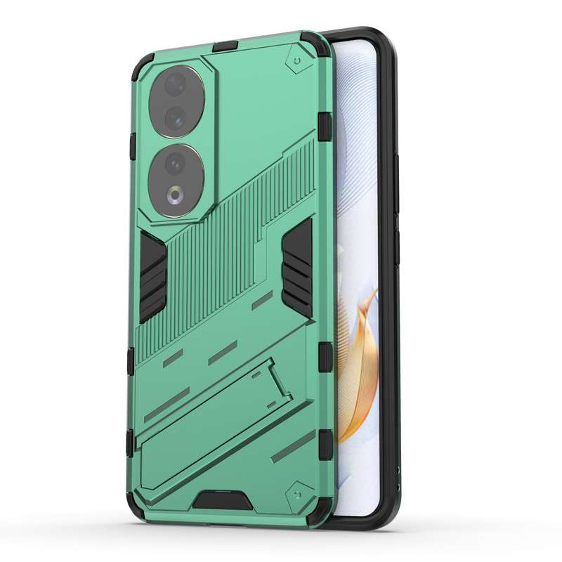 For Honor 90 Punk Armor PC + TPU Phone Case with Holder(White)