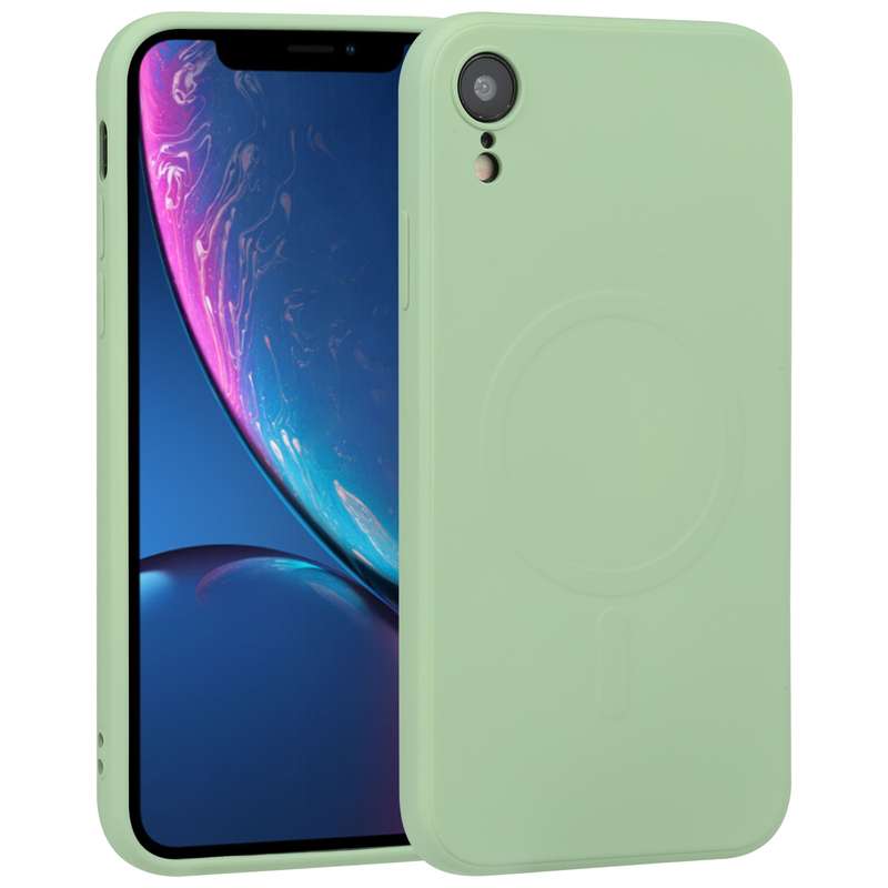 For iPhone XR Liquid Silicone Full Coverage Shockproof Magsafe Phone Case(Deep Green)
