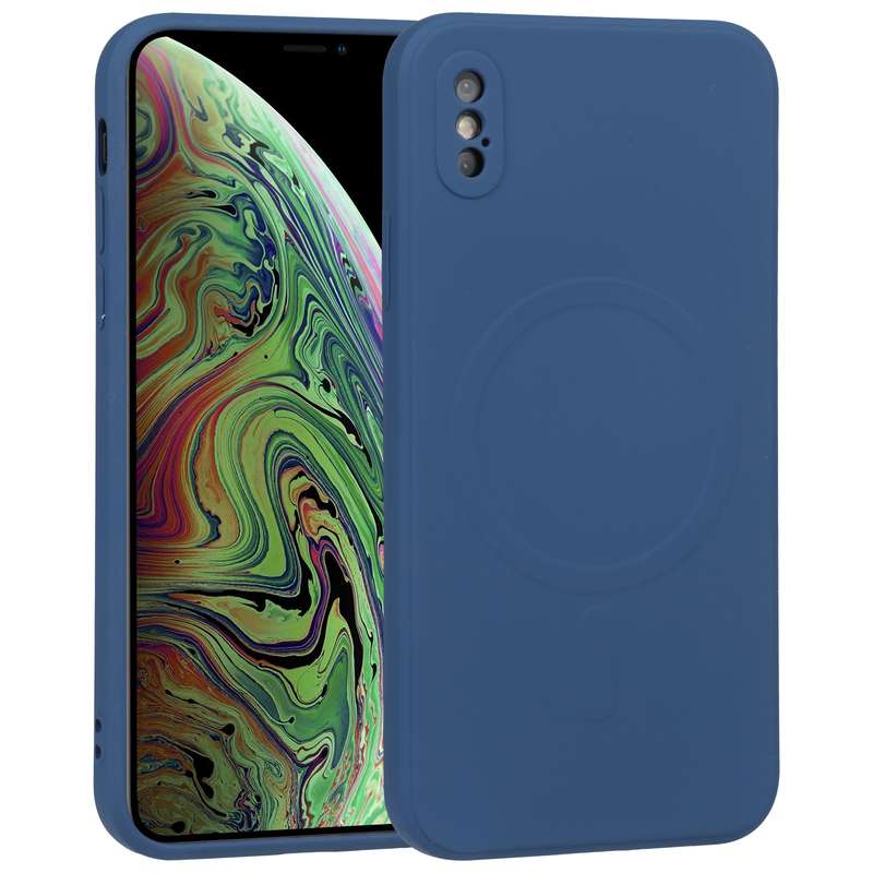 For iPhone XS Max Liquid Silicone Full Coverage Shockproof Magsafe Phone Case(Black)