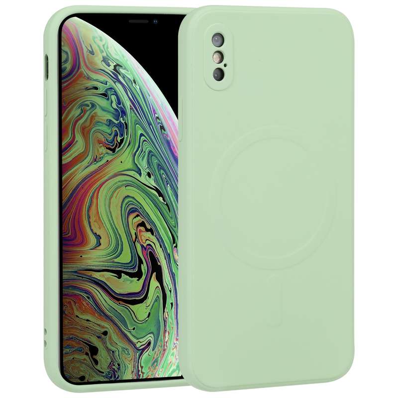 For iPhone XS Max Liquid Silicone Full Coverage Shockproof Magsafe Phone Case(Black)