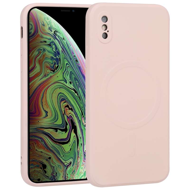 For iPhone XS Max Liquid Silicone Full Coverage Shockproof Magsafe Phone Case(Black)