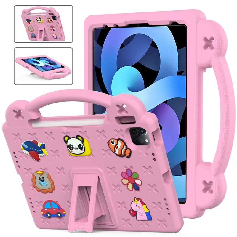 For iPad 2025 / 2022 Handle Kickstand Children EVA Shockproof Tablet Case(Navy Blue)