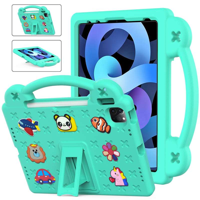 For iPad 2025 / 2022 Handle Kickstand Children EVA Shockproof Tablet Case(Navy Blue)