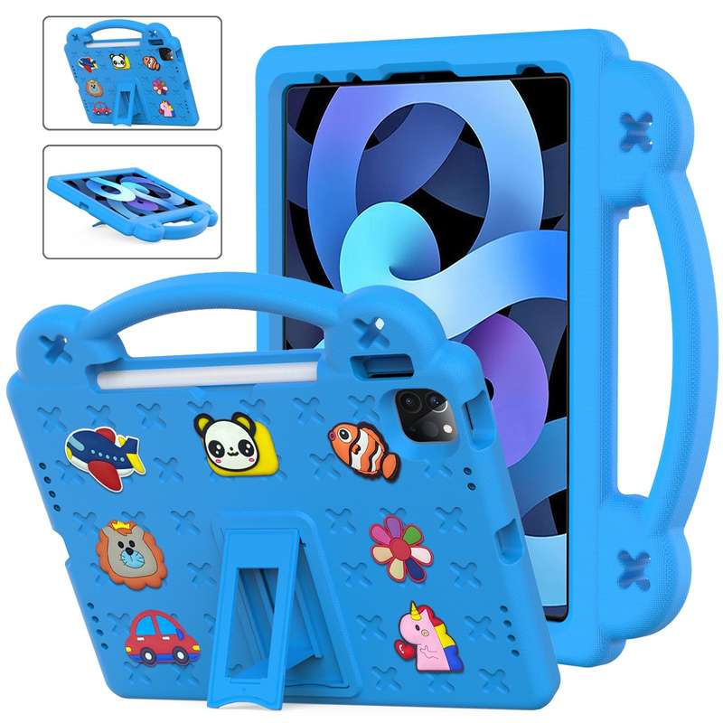 For iPad 2025 / 2022 Handle Kickstand Children EVA Shockproof Tablet Case(Navy Blue)