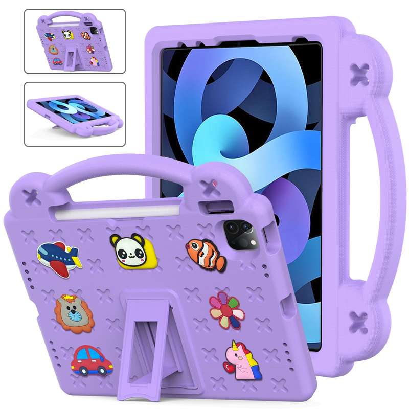 For iPad 2025 / 2022 Handle Kickstand Children EVA Shockproof Tablet Case(Navy Blue)