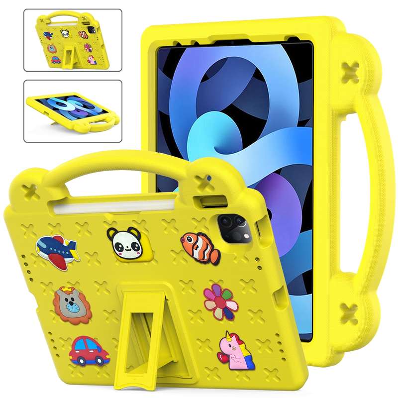 For iPad 2025 / 2022 Handle Kickstand Children EVA Shockproof Tablet Case(Navy Blue)