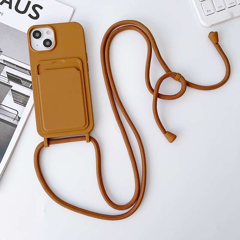 For iPhone 12 Pro Crossbody Lanyard Elastic Silicone Card Holder Phone Case(Blue)