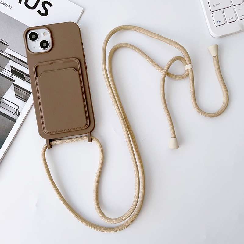 For iPhone 12 Pro Crossbody Lanyard Elastic Silicone Card Holder Phone Case(Blue)