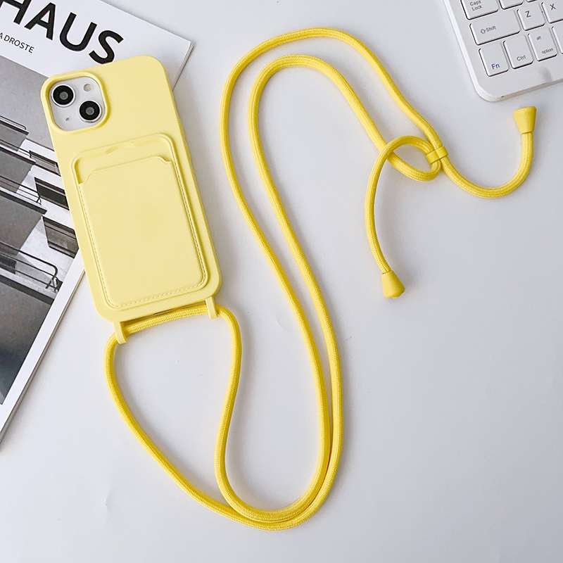 For iPhone 11 Pro Crossbody Lanyard Elastic Silicone Card Holder Phone Case(White)