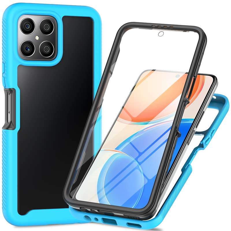 For Honor X8 4G Starry Sky Full Body Hybrid Shockproof Phone Case(Red)