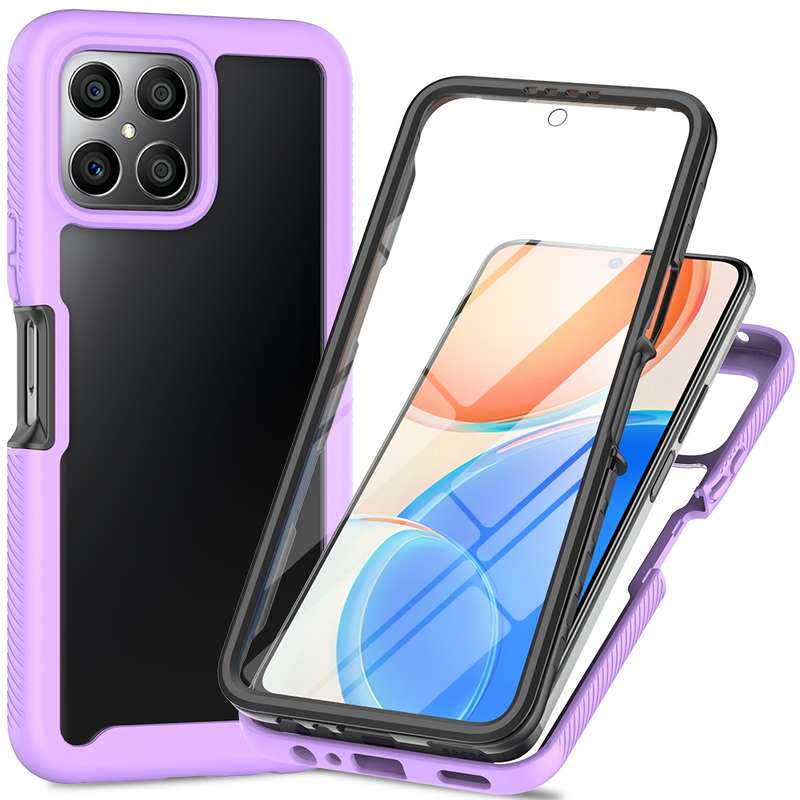 For Honor X8 4G Starry Sky Full Body Hybrid Shockproof Phone Case(Red)