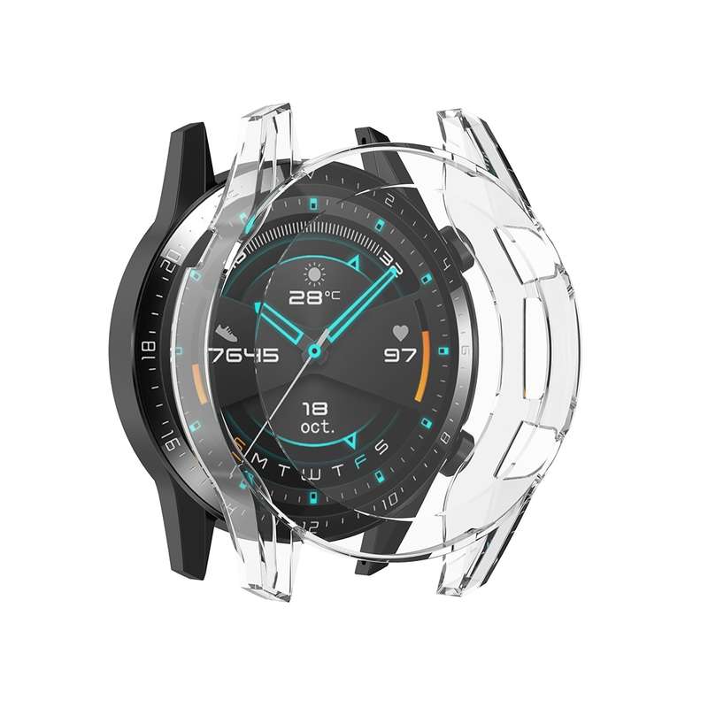 For Huawei Watch GT2 46mm Full Coverage Watch Protective Case with Screen(Transparent Blue)