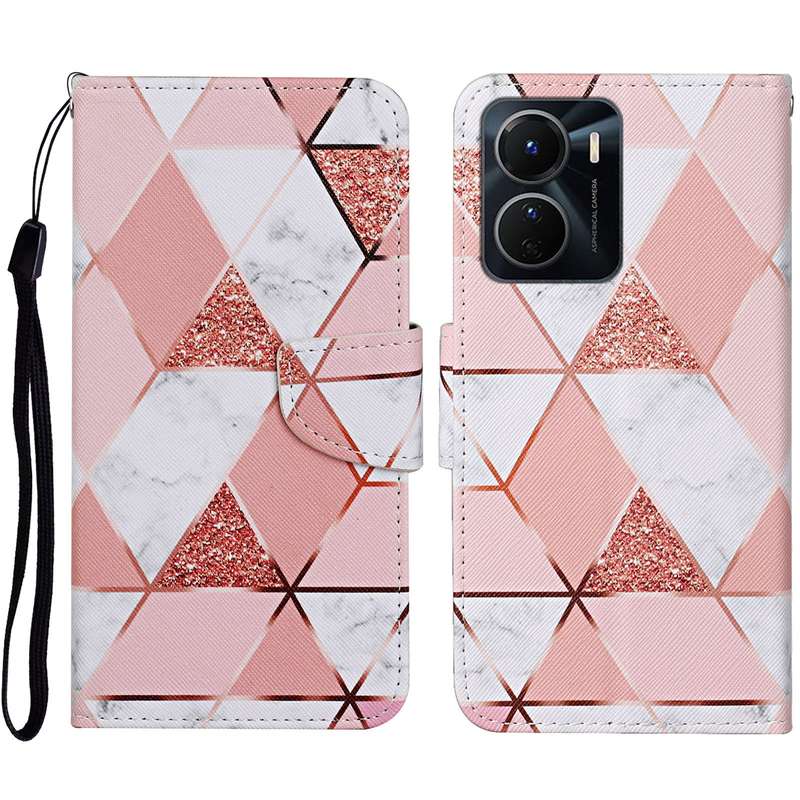 For vivo Y16 Colored Drawing Pattern Leather Phone Case(Diamond Kaleidoscope)