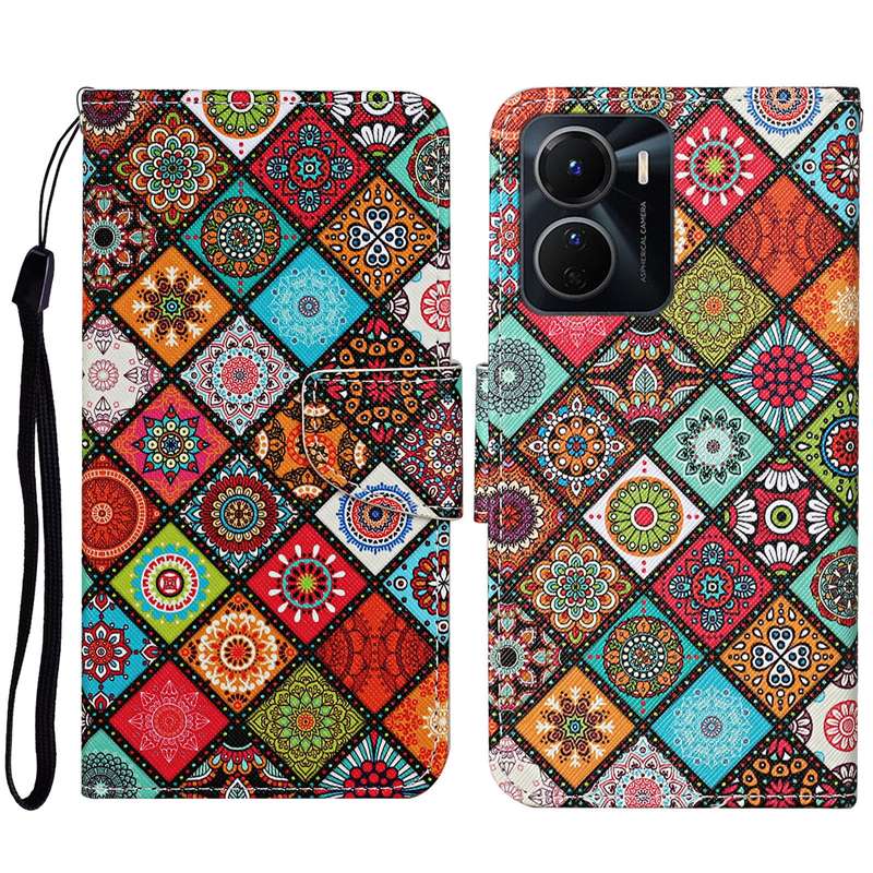 For vivo Y16 Colored Drawing Pattern Leather Phone Case(Diamond Kaleidoscope)
