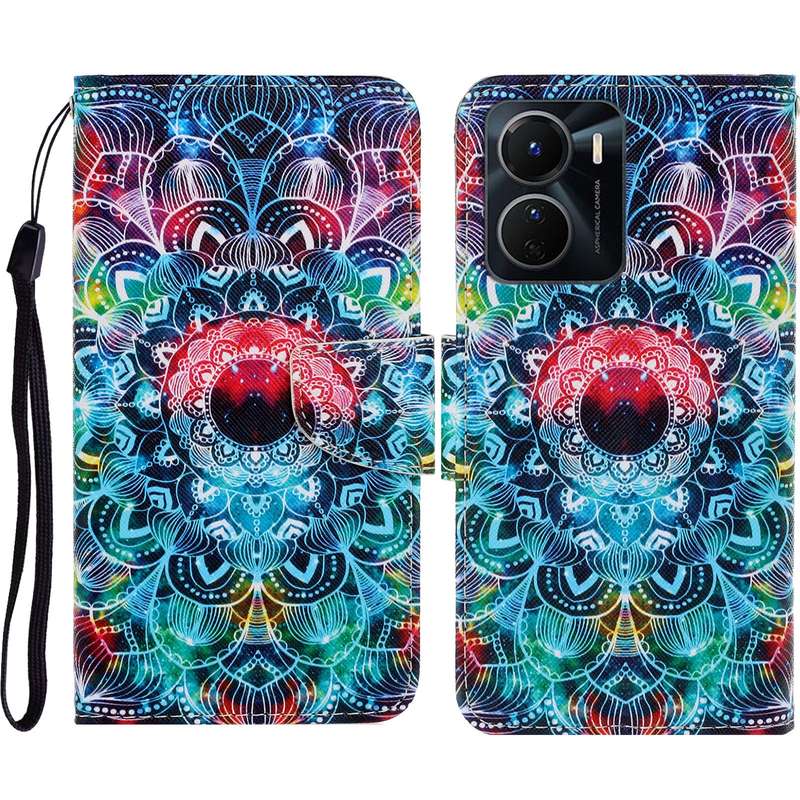 For vivo Y16 Colored Drawing Pattern Leather Phone Case(Diamond Kaleidoscope)