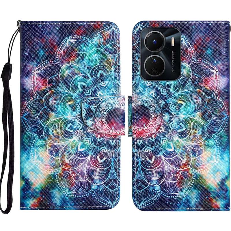 For vivo Y16 Colored Drawing Pattern Leather Phone Case(Diamond Kaleidoscope)