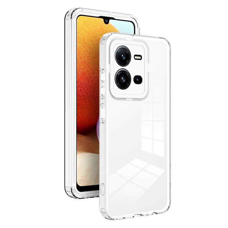 For vivo V25 5G / V25e 4G 3 in 1 Clear TPU Color PC Frame Phone Case(Black)