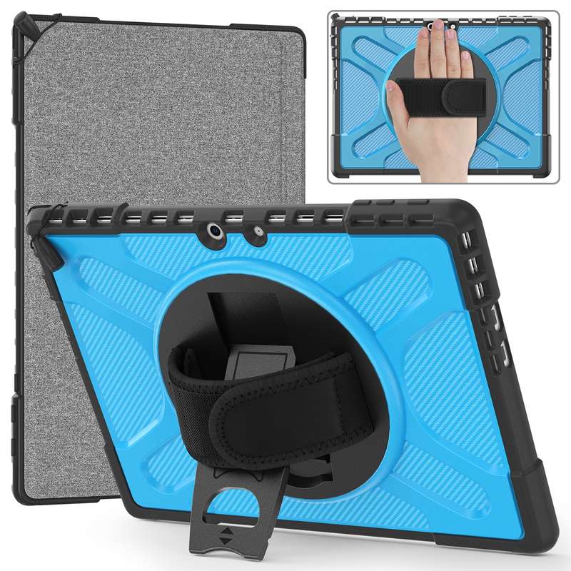 For MicroSoft Surface Pro 9 / 10 / 11 Rotatable Kickstand Grip Shockproof Tablet Case(Black)