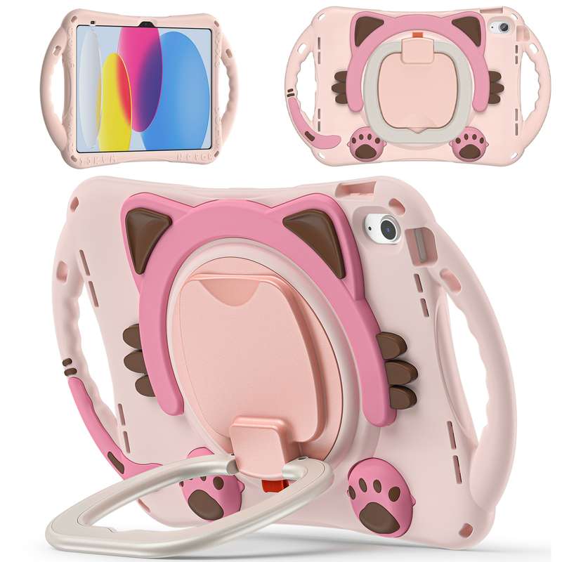 For iPad 2025 / 2022 Cute Cat King Kids Shockproof Silicone Tablet Case(Purple)
