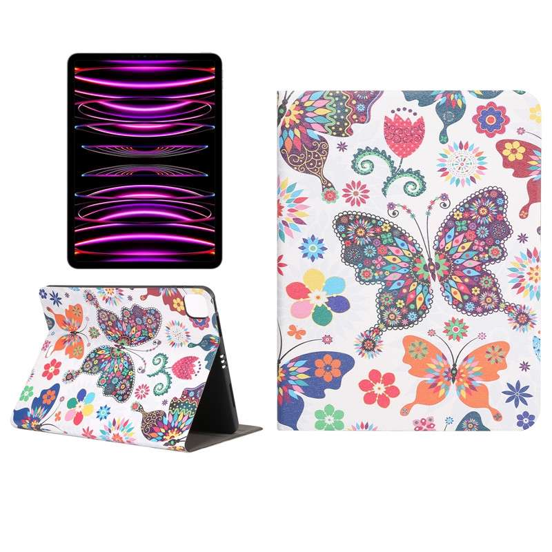 For iPad Pro 11 2022/2021/2020/2018 / Air 10.9 2022/2020 Painted Voltage Pen Slot Tablet Smart Case(