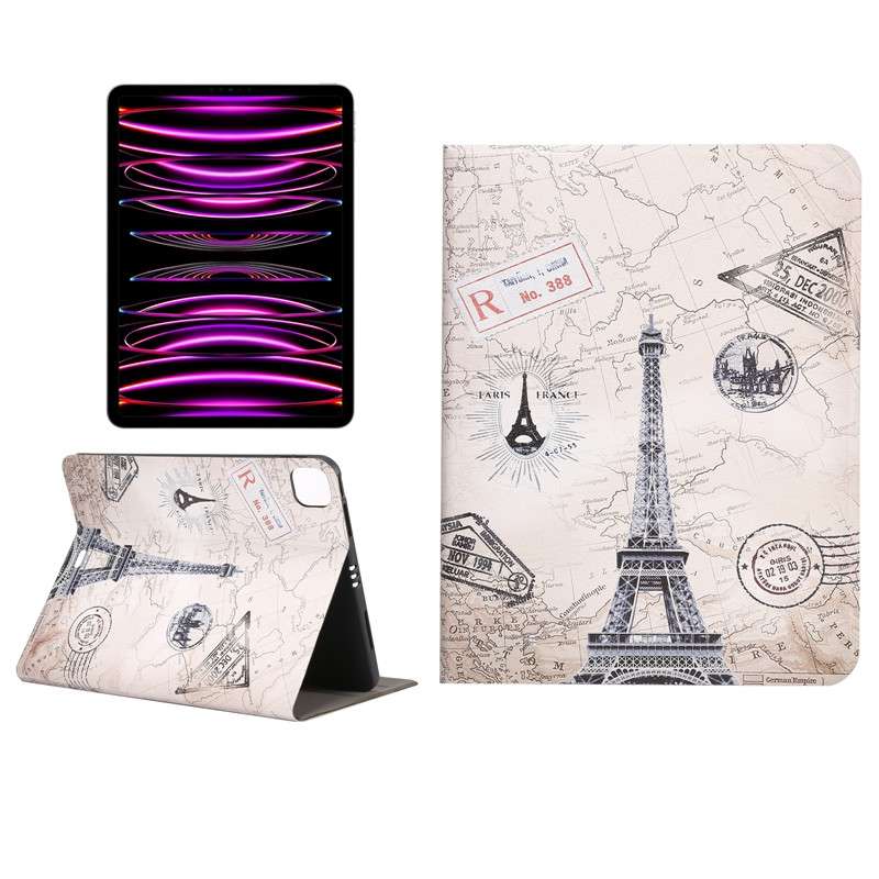 For iPad Pro 11 2022/2021/2020/2018 / Air 10.9 2022/2020 Painted Voltage Pen Slot Tablet Smart Case(