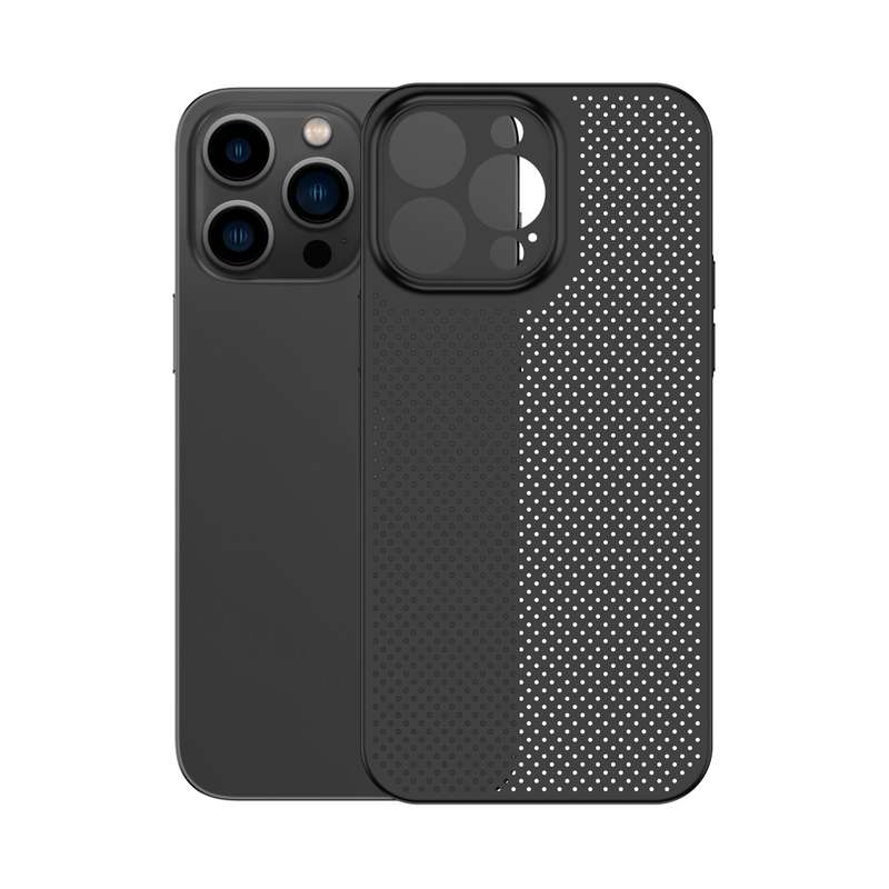 For iPhone 14 Pro Honeycomb Hollow Heat Dissipation Phone Case(Grey)