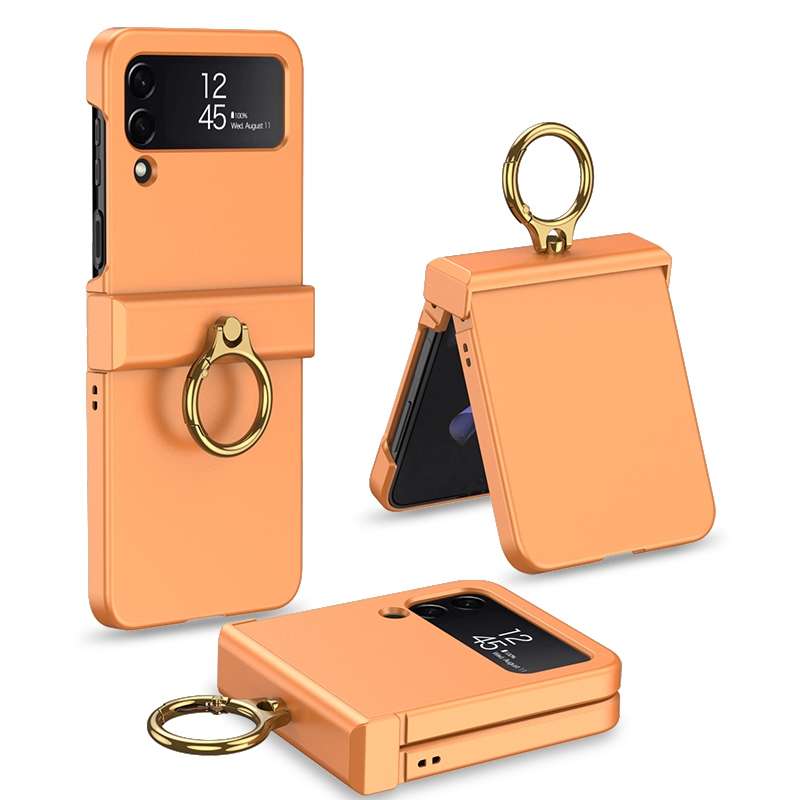 For Samsung Galaxy Z Flip4 GKK Ultrathin Hinge Full Coverage Phone Case with Ring Holder(White)