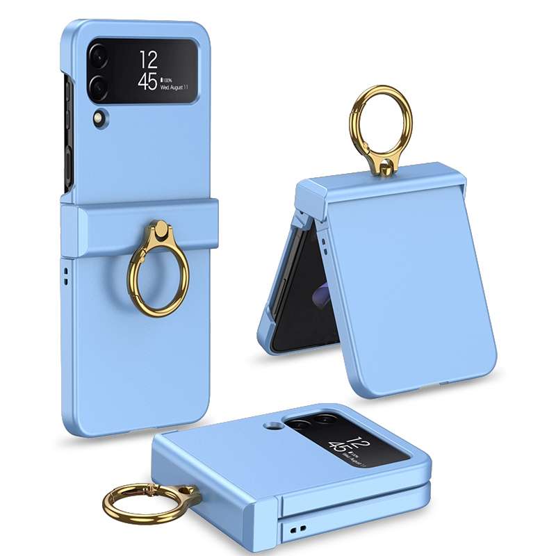 For Samsung Galaxy Z Flip4 GKK Ultrathin Hinge Full Coverage Phone Case with Ring Holder(White)