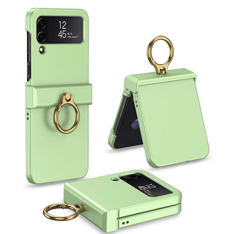 For Samsung Galaxy Z Flip4 GKK Ultrathin Hinge Full Coverage Phone Case with Ring Holder(White)