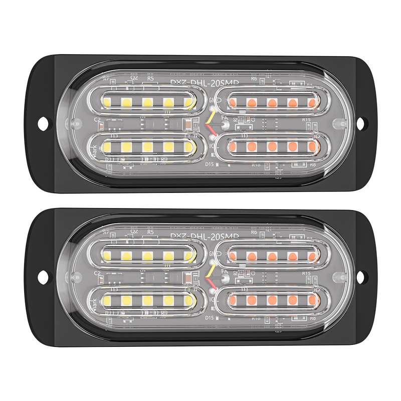 2pcs DC12-24V 3.2W Car 20LED Ultra-thin Strobe Light(White + Yellow Light)