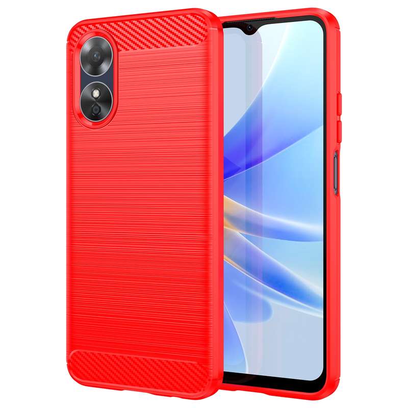 For OPPO A17k Brushed Texture Carbon Fiber TPU Phone Case(Black)