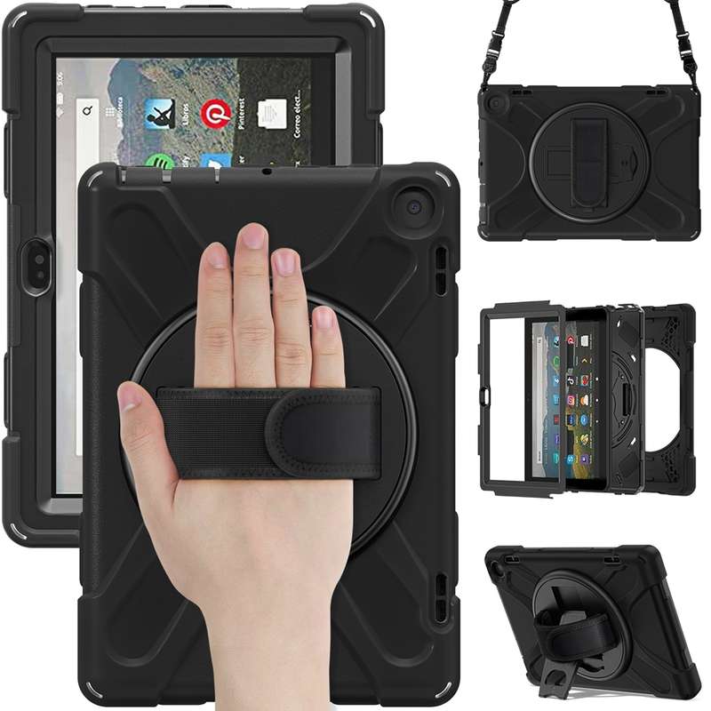 For Amazon Fire HD 8 2022 Hard PC Soft Silicone Full Body Protective Tablet Case(Black)