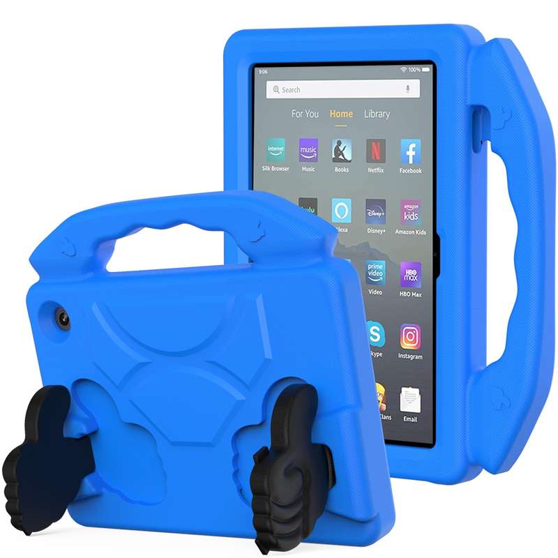 For Amazon Kindle Fire 7 2022 Children EVA Shockproof Tablet Case with Thumb Bracket(Green)