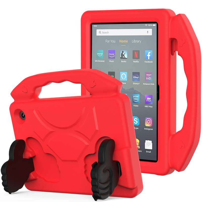 For Amazon Kindle Fire 7 2022 Children EVA Shockproof Tablet Case with Thumb Bracket(Green)