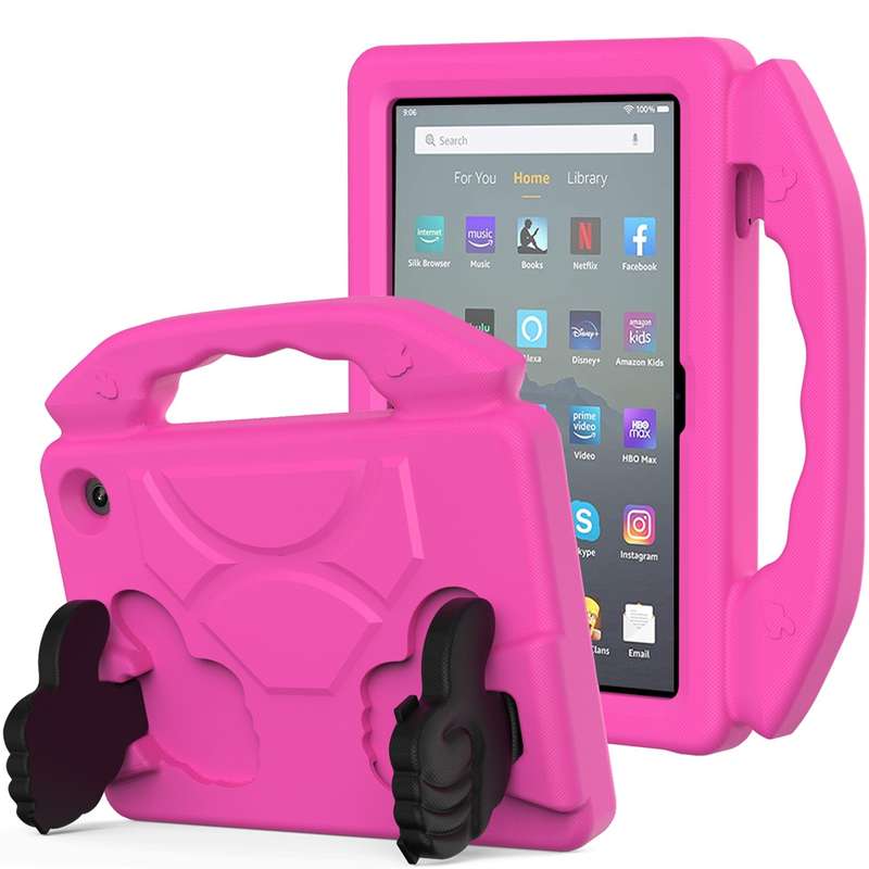 For Amazon Kindle Fire 7 2022 Children EVA Shockproof Tablet Case with Thumb Bracket(Green)
