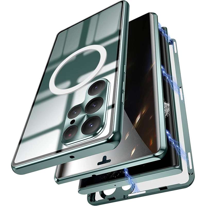 For Samsung Galaxy S22 Ultra 5G Lens Protector MagSafe Double Sided Magnetic Phone Case(Black)