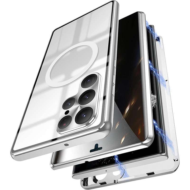 For Samsung Galaxy S22 Ultra 5G Lens Protector MagSafe Double Sided Magnetic Phone Case(Black)