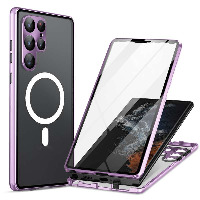 For Samsung Galaxy S22 Ultra 5G Lens Protector MagSafe Double Sided Magnetic Phone Case(Black)