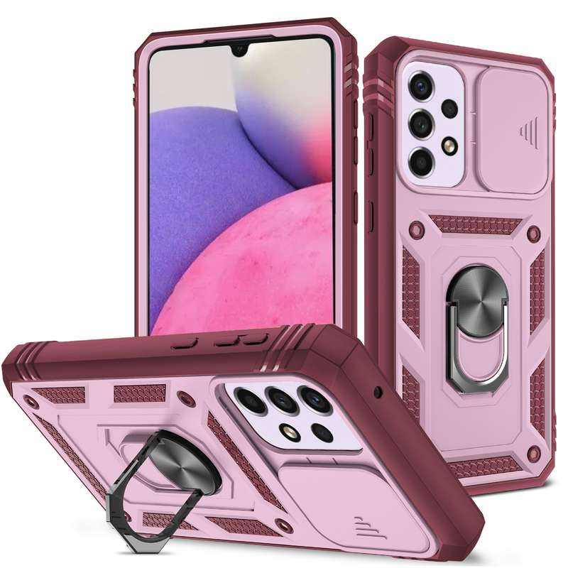For Samsung Galaxy A33 5G Sliding Camera Cover TPU + PC Phone Case(Black+Black)