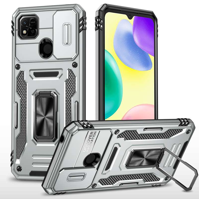 For Xiaomi Redmi 10C Armor PC + TPU Camera Shield Phone Case(Black)